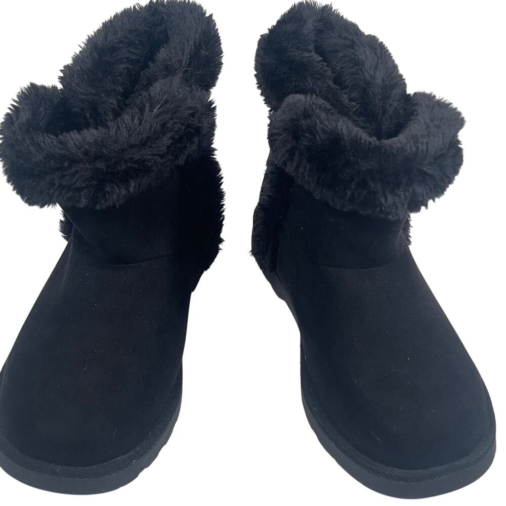 Makalu Women's Faux Fur Suede Ankle Black Boots Size 8.5